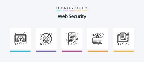 paquete de iconos de línea de seguridad web 5 que incluye datos. encriptación proteccion. codificación binario. diseño de iconos creativos vector