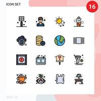 Stock Vector Icon Pack of 16 Line Signs and Symbols for cloud science dermatology radioactivity nuclear radiation Editable Creative Vector Design Elements