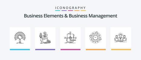 Business Elements And Business Managment Line 5 Icon Pack Including human. business. operation. work. production. Creative Icons Design vector