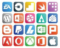 20 Social Media Icon Pack Including adsense blogger coderwall inbox dribbble vector