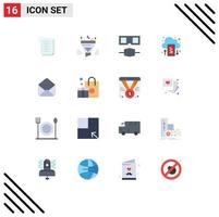 16 iconos creativos signos y símbolos modernos de resultado de carga de correo electrónico paquete editable de elementos de diseño de vectores creativos en la nube móvil