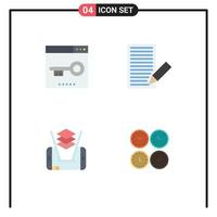 Modern Set of 4 Flat Icons Pictograph of engine receive optimization contact cell Editable Vector Design Elements