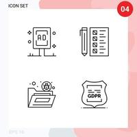 4 Universal Filledline Flat Colors Set for Web and Mobile Applications advertising document campaign check file Editable Vector Design Elements