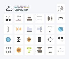 Design 25 Flat Color icon pack including input. point. center. bezier. horizontal vector