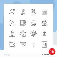 16 Universal Outline Signs Symbols of card father time wall brick Editable Vector Design Elements