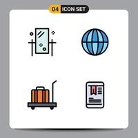 paquete de iconos de vector de stock de 4 signos y símbolos de línea para elementos de diseño de vector editables de escala global de espejo de equipaje de belleza