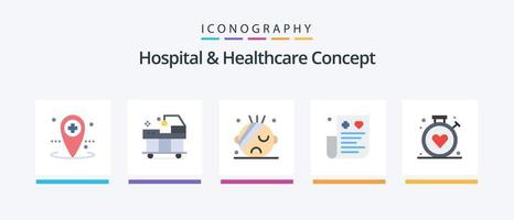 concepto de hospital y atención médica paquete de iconos planos 5 que incluye atención médica. Finanzas. cuidado de la salud. gastos. tarjeta. diseño de iconos creativos vector