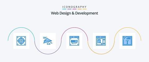 Web Design And Development Blue 5 Icon Pack Including font design. color fill in text. code. web. designer vector