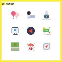 Flat Color Pack of 9 Universal Symbols of speaker technology christmas network computer Editable Vector Design Elements