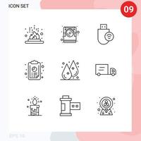 Modern Set of 9 Outlines and symbols such as graph analytics electronic annual report signal Editable Vector Design Elements