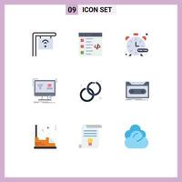 9 Universal Flat Color Signs Symbols of accessorize remote timer monitor control Editable Vector Design Elements