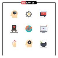 9 Thematic Vector Flat Colors and Editable Symbols of analysis chair holi baby video Editable Vector Design Elements