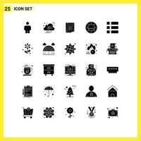 Group of 25 Modern Solid Glyphs Set for flower image layout frame water Editable Vector Design Elements