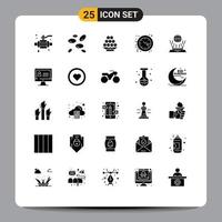 conjunto de 25 iconos modernos de la interfaz de usuario signos de símbolos para los elementos de diseño vectorial editables del reloj de comida del reloj del globo vector