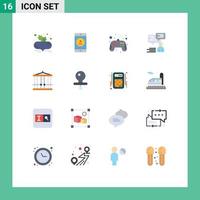 Set of 16 Modern UI Icons Symbols Signs for decapitate user control pad support chat Editable Pack of Creative Vector Design Elements