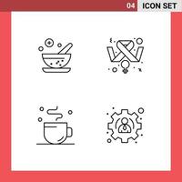 Pictogram Set of 4 Simple Filledline Flat Colors of healthcare cup awareness feminism management Editable Vector Design Elements