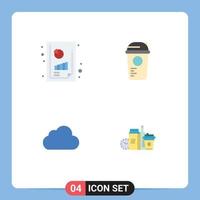 4 Creative Icons Modern Signs and Symbols of business productivity report cloud graph analysis recreation storage Editable Vector Design Elements