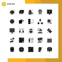 Set of 25 Modern UI Icons Symbols Signs for furniture desk presentation class tablet Editable Vector Design Elements