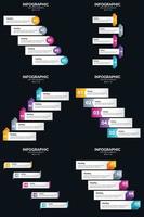 plantilla de diapositiva de presentación del paquete de infografías vectoriales 6 diagramas de ciclo de 5 pasos y líneas de tiempo vector