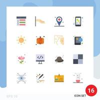 Mobile Interface Flat Color Set of 16 Pictograms of brightness phone health mobile medical Editable Pack of Creative Vector Design Elements