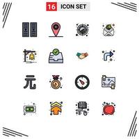 Set of 16 Modern UI Icons Symbols Signs for train bell plot alarm digital marketing Editable Creative Vector Design Elements