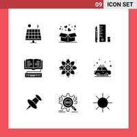 Set of 9 Modern UI Icons Symbols Signs for physics knowledge islamic education scale Editable Vector Design Elements