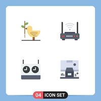 paquete de 4 iconos planos creativos de acuerdo módem armonía wifi reloj elementos de diseño vectorial editables vector