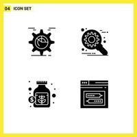4 Creative Icons Modern Signs and Symbols of setting currency chart development money Editable Vector Design Elements