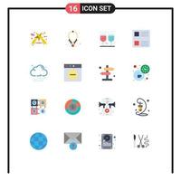 Group of 16 Modern Flat Colors Set for app night glass cloud layout Editable Pack of Creative Vector Design Elements