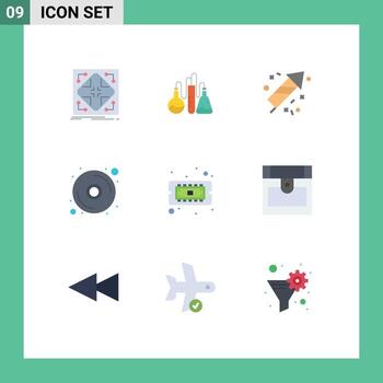 9 Thematic Vector Flat Colors and Editable Symbols of cpu chip science dvd cd Editable Vector Design Elements