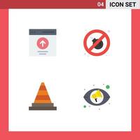 Modern Set of 4 Flat Icons Pictograph of communication construction upload no tools Editable Vector Design Elements