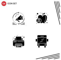 Group of 4 Modern Solid Glyphs Set for advertising fax announcement fruit printer Editable Vector Design Elements