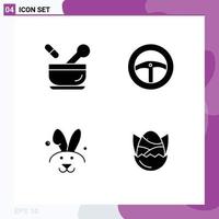 Universal Solid Glyph Signs Symbols of hospital rabbit soup wheel chicken Editable Vector Design Elements