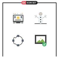 Group of 4 Modern Flat Icons Set for learn image youtube path selected Editable Vector Design Elements