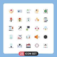 Mobile Interface Flat Color Set of 25 Pictograms of cycle time idea global delivery thinking mind Editable Vector Design Elements