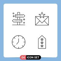 4 Universal Line Signs Symbols of location favorites travel email media Editable Vector Design Elements