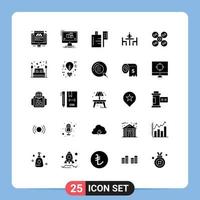 Solid Glyph Pack of 25 Universal Symbols of drone diplomacy software debate agreement Editable Vector Design Elements