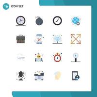 Flat Color Pack of 16 Universal Symbols of design education watch bag globe Editable Pack of Creative Vector Design Elements