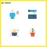 4 concepto de icono plano para sitios web móviles y aplicaciones avatar sonido conexión humana alimentos elementos de diseño vectorial editables vector