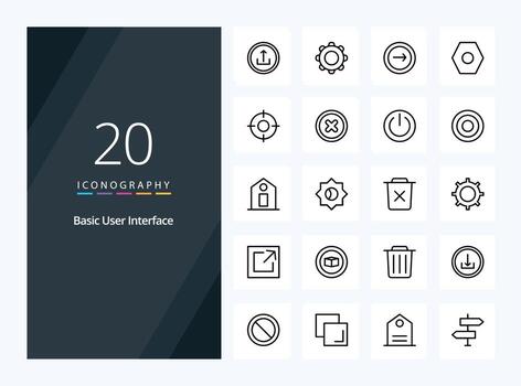 20 Basic Outline icon for presentation vector