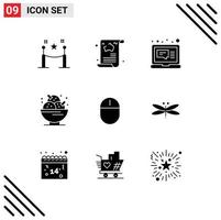 Set of 9 Modern UI Icons Symbols Signs for sweet ice cream guide dessert message Editable Vector Design Elements
