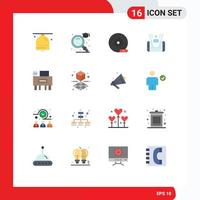 Pack of 16 creative Flat Colors of desk man cd cell storage device Editable Pack of Creative Vector Design Elements