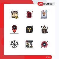 9 Creative Icons Modern Signs and Symbols of waste nuclear dominion location gear Editable Vector Design Elements