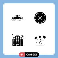 Set of 4 Modern UI Icons Symbols Signs for nature remove mountain close office Editable Vector Design Elements