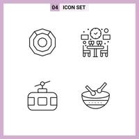 Set of 4 Commercial Filledline Flat Colors pack for komodo journey crypto currency free tourism Editable Vector Design Elements