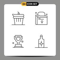 Universal Icon Symbols Group of 4 Modern Filledline Flat Colors of and trophy kitchen lock beach Editable Vector Design Elements