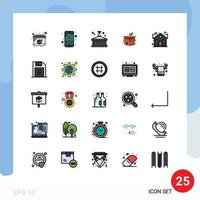 Modern Set of 25 Filled line Flat Colors Pictograph of shipping product release business package box Editable Vector Design Elements