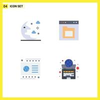 Set of 4 Commercial Flat Icons pack for cloud card sky file debit Editable Vector Design Elements