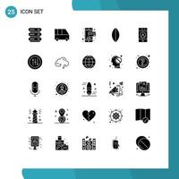 Group of 25 Modern Solid Glyphs Set for mobile friend card add surf Editable Vector Design Elements