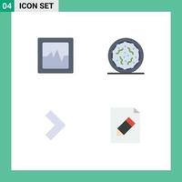 Set of 4 Commercial Flat Icons pack for analytics document rotten arrow pencil Editable Vector Design Elements